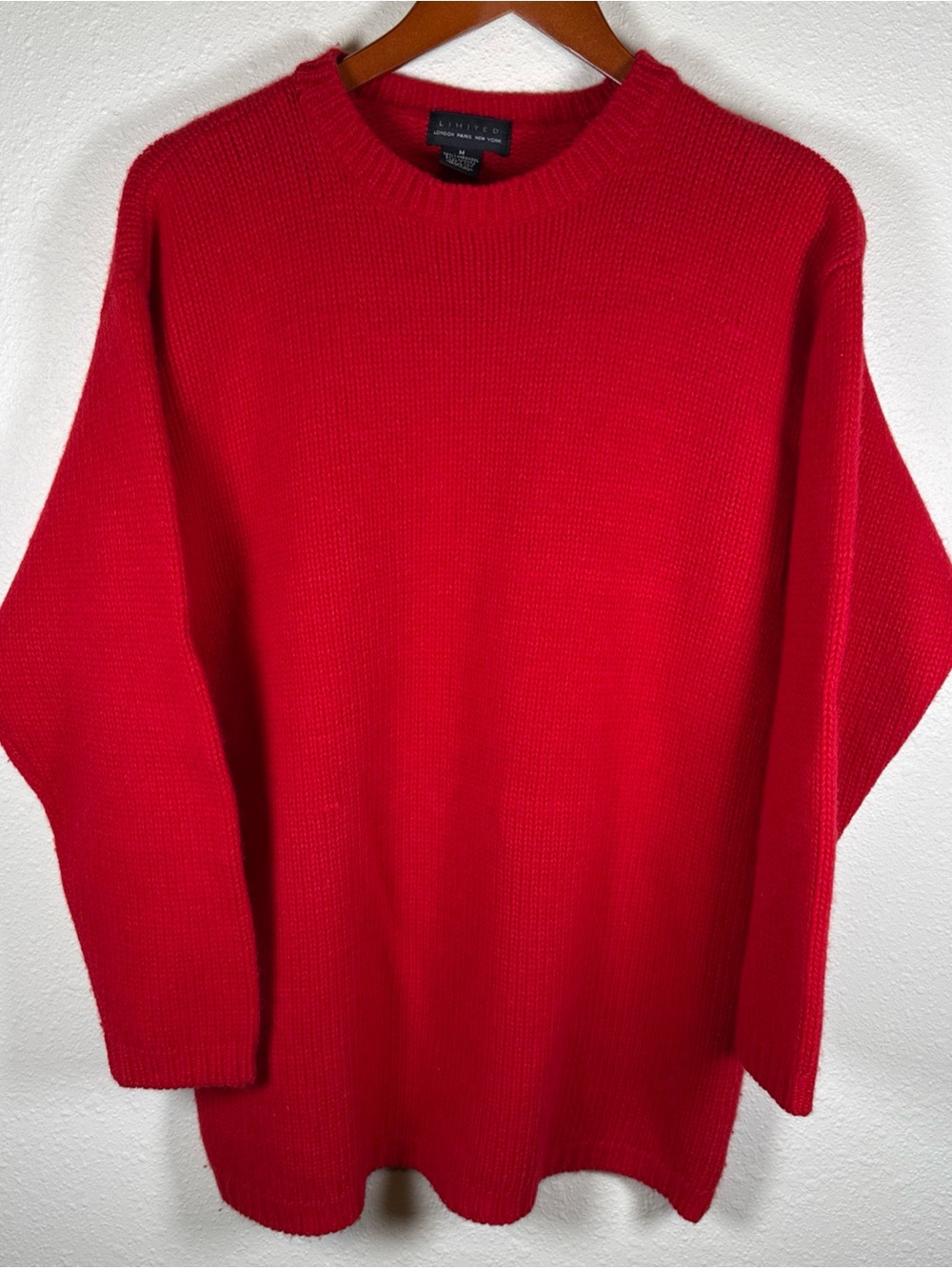 LIMITED Lambswool Angora Red M Chunky Knit Sweater Oversized Christmas Vintage